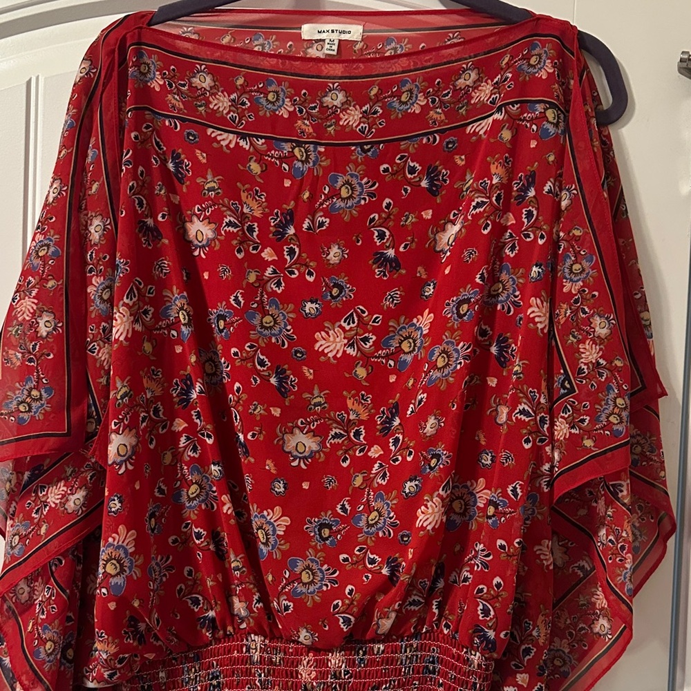 Max Studio Scarlet Floral Top